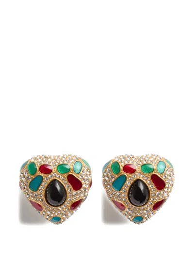 Valentino Garavani Coeur Royal Metal, Enamel And Swarovski® Crystal Earrings In Gold