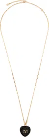 Valentino Royal Heart Metal And Enamel Chain Necklace In Gray