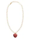 Valentino Garavani Coeur Royal Necklace In Metal Enamel And Beads Woman Multicolour Uni In Gold