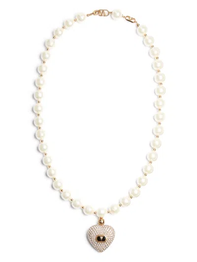 Valentino Garavani Coeur Royal Pearl Necklace In Multicolour