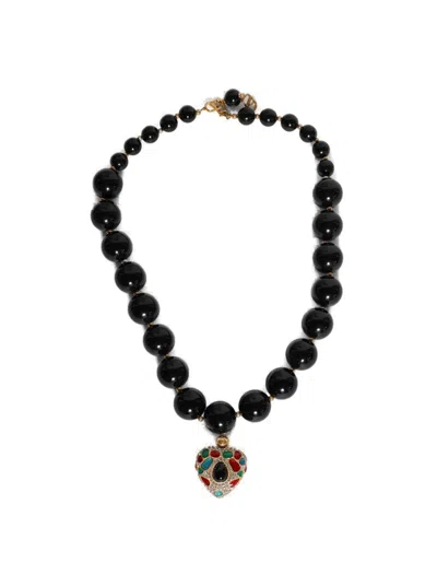 Valentino Garavani Valentino Coeur Royal Necklace Swarovski® Crystals In Black