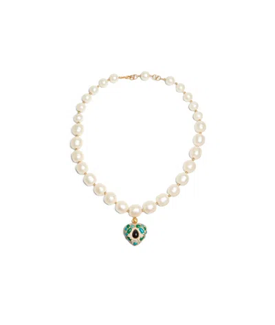 VALENTINO GARAVANI COEUR ROYAL NECKLACE IN METAL, RESIN, ENAMEL AND SWAROVSKI CRYSTALS