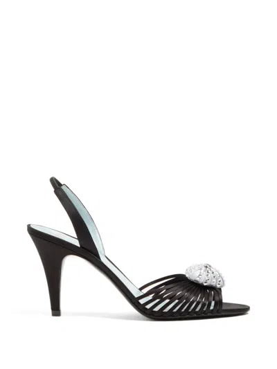 Valentino Garavani Coeur Royal Sandal In Satin 85mm In Black
