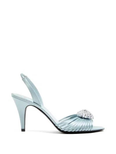 Valentino Garavani Womens Royal Slingback 85 Satin Sandals In Blue