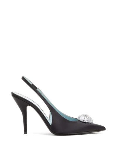 Valentino Garavani Coeur Royal Satin Slingback Pumps 100mm In Multi