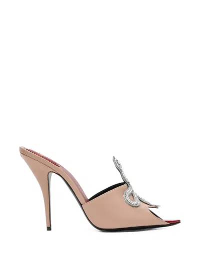 Valentino Garavani Coeur Vipère Kidskin Slide Sandals 105mm In Neutral