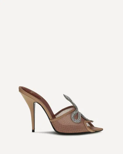 Valentino Garavani Coeur Vipère Sandals With Mesh In Pink