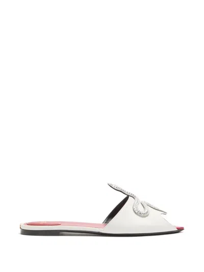 Valentino Garavani Coeur Vipère Slide Sandals In Kidskin In White