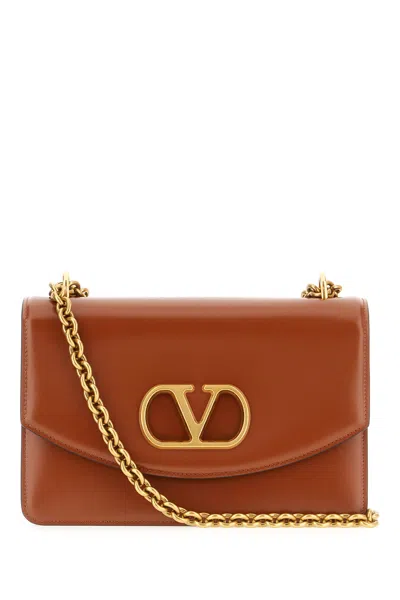Valentino Garavani Cognac Leather Shoulder Bag In Brown