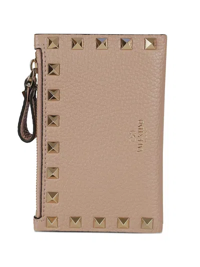 Valentino Garavani Coin Purse/card Case Rockstud In Poudre
