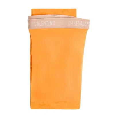 Valentino Garavani Collant In Lycra Lace In Flower Orange