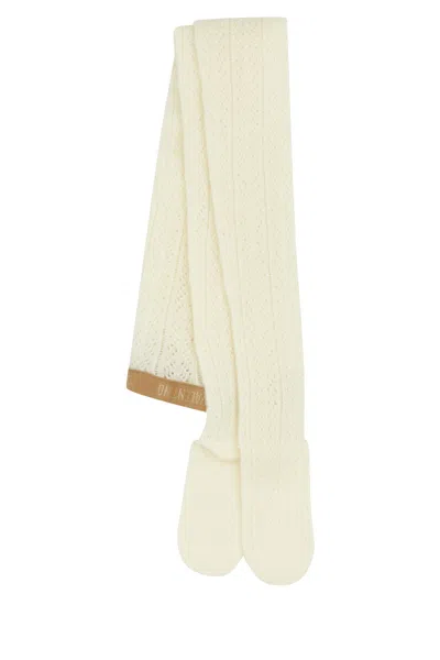 Valentino Ribbed Patterned Tights With Elastic Waistband Mohai In White