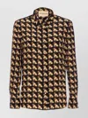 Valentino Collar Shirt With Long Sleeves And All-over Print In Multi