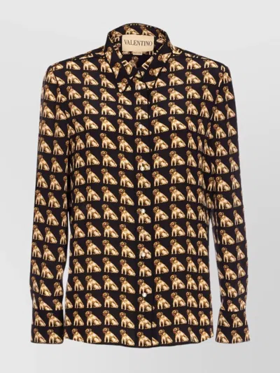 VALENTINO COLLAR SHIRT WITH LONG SLEEVES AND ALL-OVER PRINT