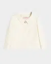 Valentino Garavani White Jacket With Spread Collar And Front Jewel Button In Wool And Silk Woman In Ivory