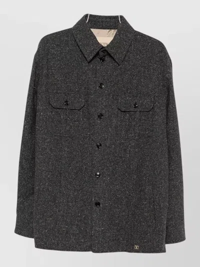Valentino Collared Jacket Regular Fit Long Sleeves In Transparent