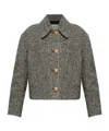 Valentino Tailored Peacoat Cropped Houndstooth Long Sleeves In Gray