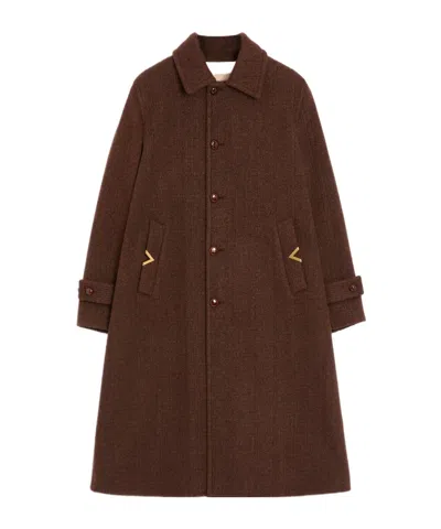 Valentino Collared Long-sleeved Coat In Burgundy