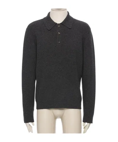 Valentino Collared Long-sleeved Knit Sweater In Gray