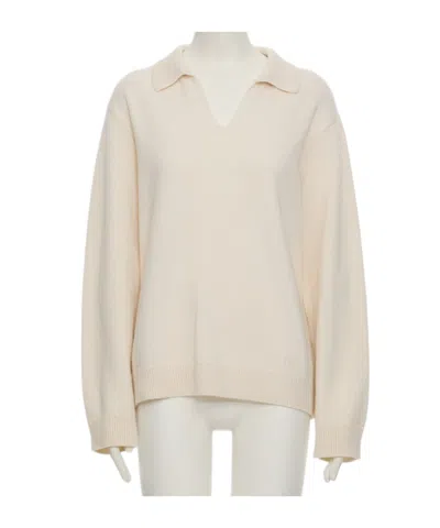 Valentino Collared Long-sleeved Knit Sweater In Neutral