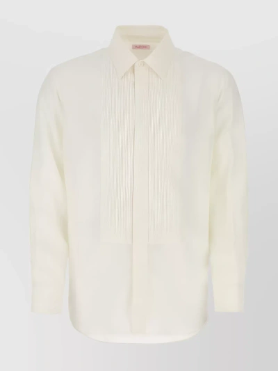 Valentino Classic White Poplin Shirt For Men In Beige