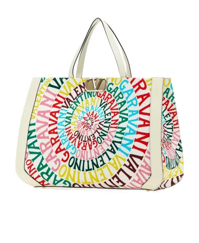 Valentino Garavani Collision Pattern Handbag In White