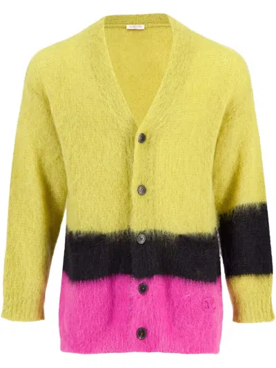 Valentino Long-sleeved Cardigan In Yellow