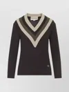 Valentino V-neck Sweater In Wool And Cashmere In Black