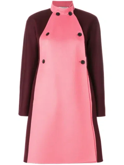Valentino Two-tone Double-breasted Wool And Cashmere-blend Felt Coat In Merlot