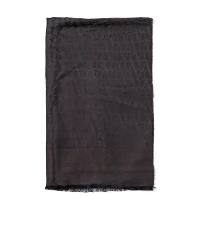 Valentino Color Jacquard Scarf In Black