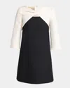 Valentino Garavani Crepe Couture Short Dress With Bow And Contrasting Sleeves Clothing In Black