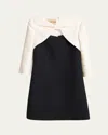 Valentino Garavani Crepe Couture Short Dress With Bow And Contrasting Sleeves Clothing In Black