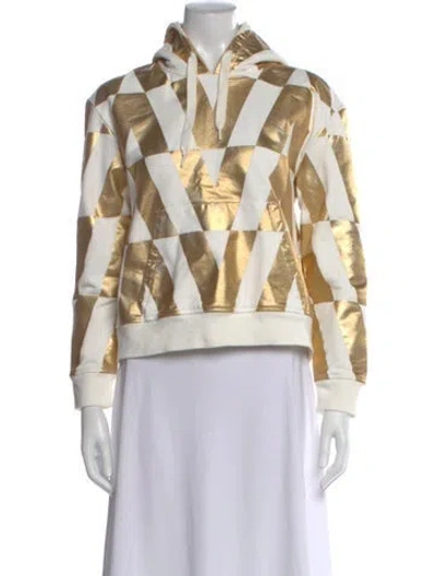 Pre-owned Valentino Colorblock Pattern Crew Neck Hoodie In Gold