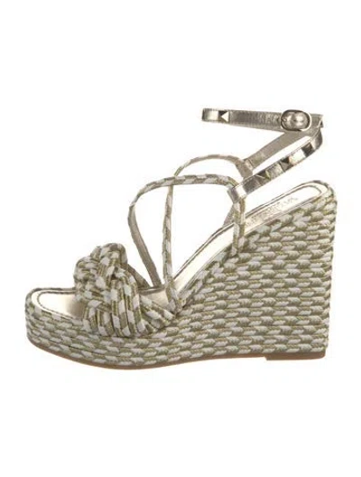 Pre-owned Valentino Garavani Colorblock Pattern Espadrilles In White
