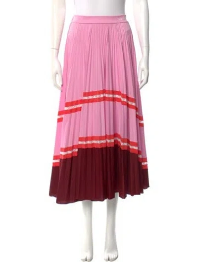 Pre-owned Valentino Colorblock Pattern Midi Length Skirt In Pink