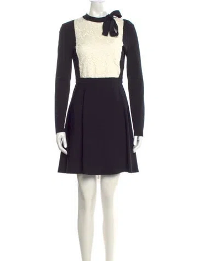 Pre-owned Valentino Colorblock Pattern Mini Dress In Black