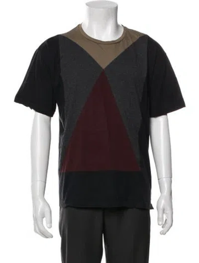 Pre-owned Valentino Colorblock Pattern Scoop Neck T-shirt In Blue