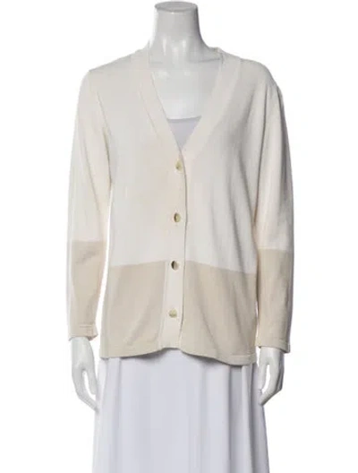 Pre-owned Valentino Colorblock Pattern V-neck Sweater In Neutral