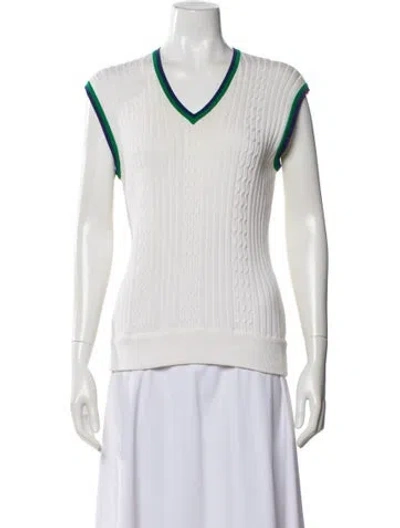 Pre-owned Valentino Colorblock Pattern V-neck Sweater In White
