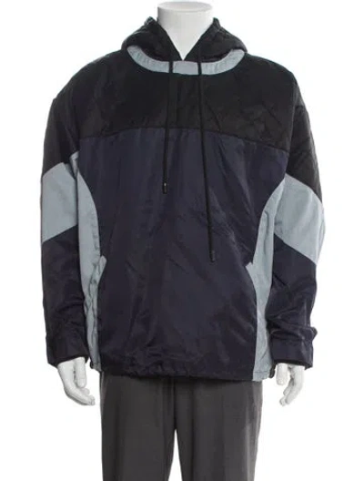 Pre-owned Valentino Colorblock Pattern Windbreaker In Blue