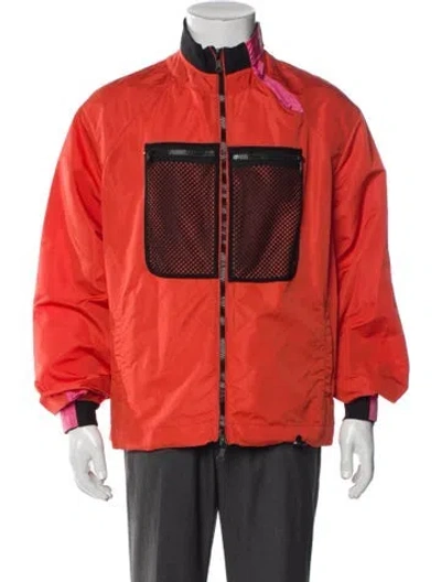 Pre-owned Valentino Colorblock Pattern Windbreaker In Orange