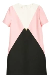 VALENTINO COLORBLOCK WOOL & SILK CREPE COUTURE SHIFT DRESS