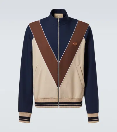 Valentino Zip-up Sweatshirt With Vlogo Patch In Blue