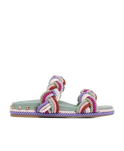 VALENTINO GARAVANI COLOUR-BLOCK BRAIDED-STRAP SANDALS