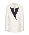 Valentino Colour-block Long-sleeved Blazer In White
