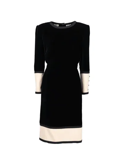 Pre-owned Valentino Colour-block Velvet Dress In Black