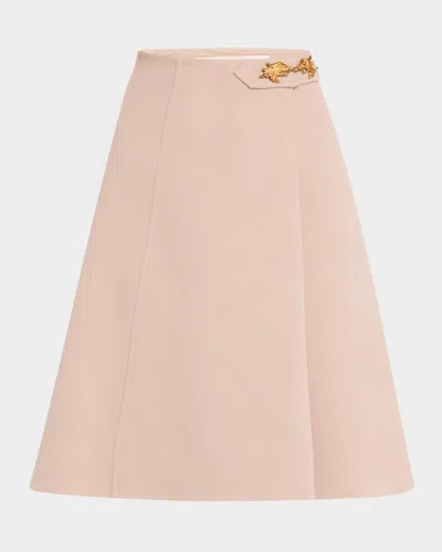 Valentino Compact Cashmere Drap Wrap Skirt In Rose Multi