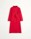 Valentino High-neck Double-breast Belted Wool Cashmere Coat In Dark Red