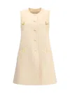 Valentino V-logo Wool-cashmere Button-front Vest Dress In Nude