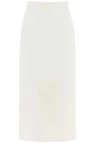 Valentino Compact Drap Midi Skirt Woman Ivory 38